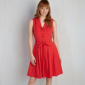 MODCLOTH Retro Slate Key to Classic Dress in Red